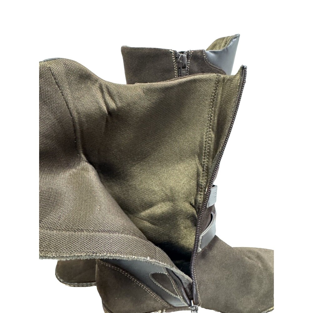 Aquatalia Women’s Mid Calf Boots Brown Suede Waterproof Block Heel Size 7.5 - Picture 11 of 16